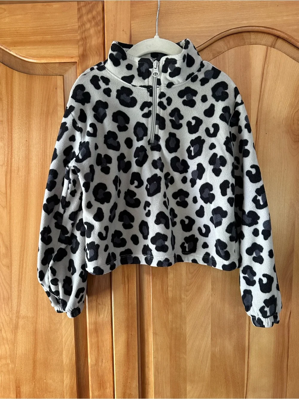 The Children's Place White and Black Leopard Print Fleece Pullover